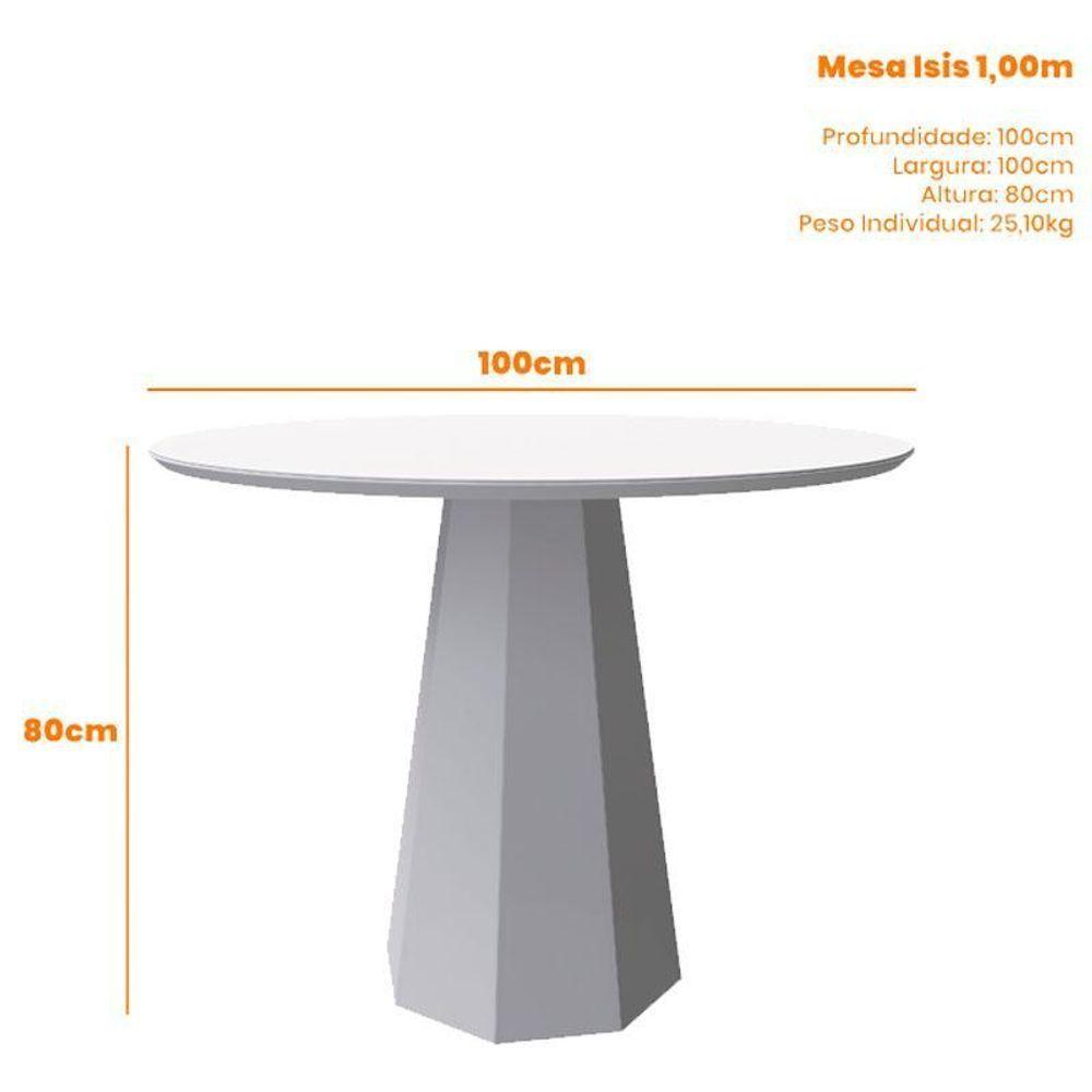Mesa De Jantar 100x100 Cm Isis Com Vidro Off White – New Ceval - 2