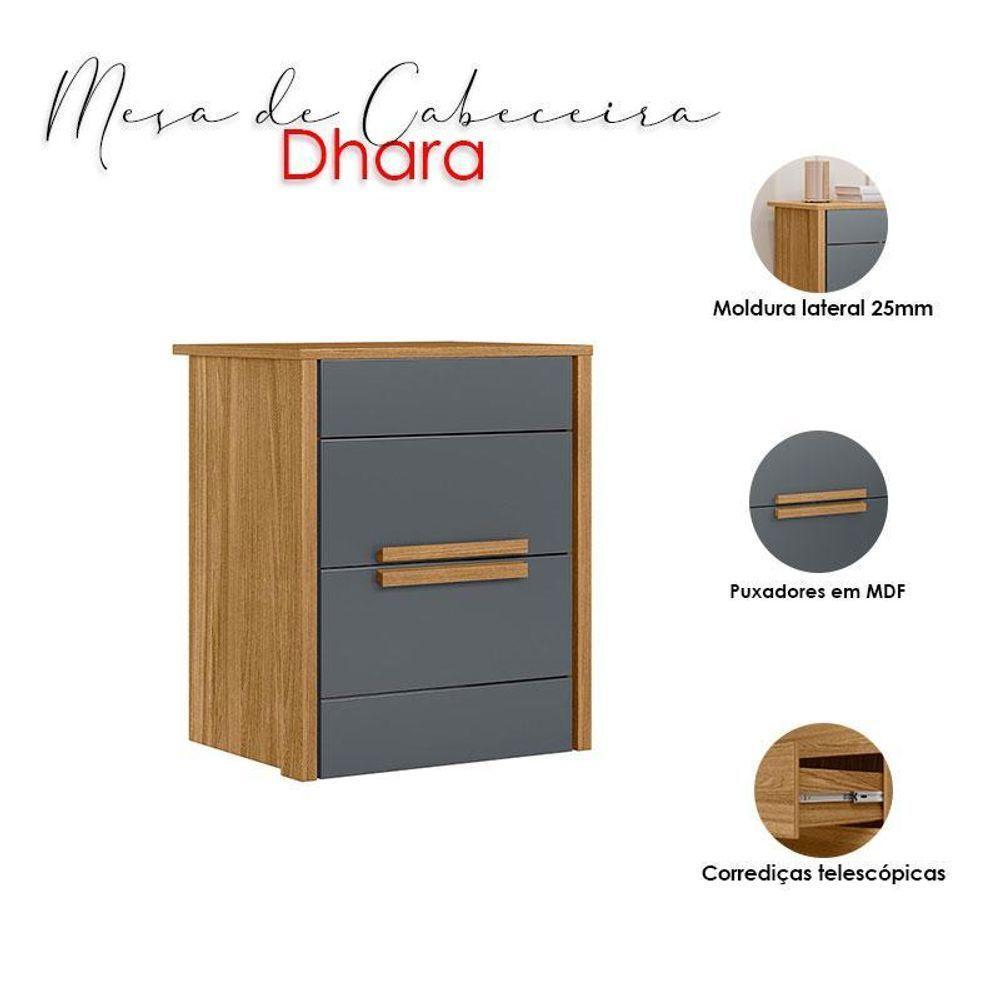 Mesa De Cabeceira Ambiente Dhara Freijó Cinza - Moval - 3