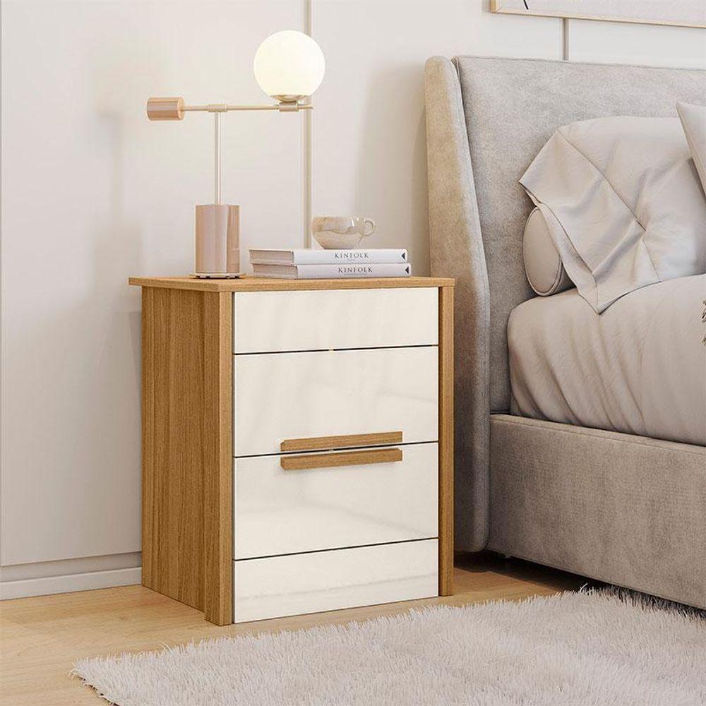 Mesa De Cabeceira Ambiente Dhara Freijó Off White - Moval - 1