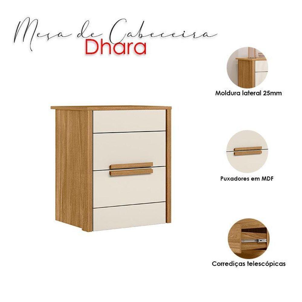 Mesa De Cabeceira Ambiente Dhara Freijó Off White - Moval - 3