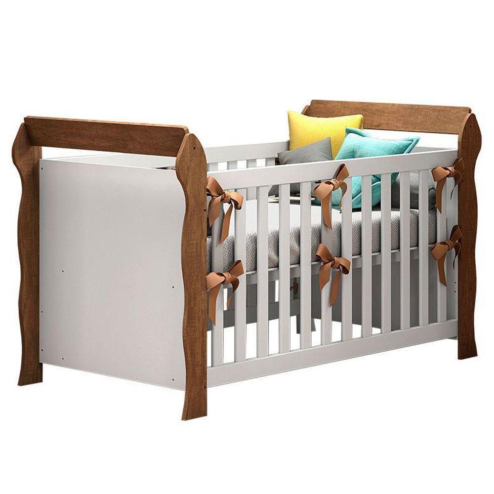 Quarto De Bebê Ariel 3 Portas E Berço Lara Branco Acetinado Amadeirado – Carolina - 2