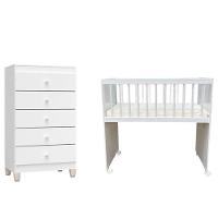 Mini Berço Moisés Alegria Com Colchão E Cômoda Gaveteiro Ternura Baby Branco Brilho - Incorplac - 1