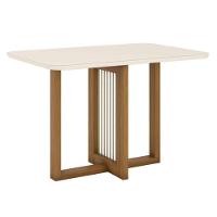 Mesa De Jantar Natalí 120 Cm Canto Arredondado Com Vidro Nature Off White - Henn - 1