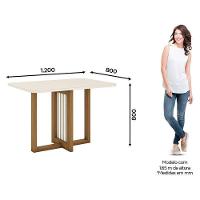 Mesa De Jantar Natalí 120 Cm Canto Arredondado Com Vidro Nature Off White - Henn - 2