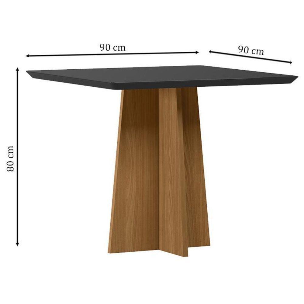 Mesa De Jantar Anitta 90x90 Cm Com Vidro Ype Preto – New Ceval - 2