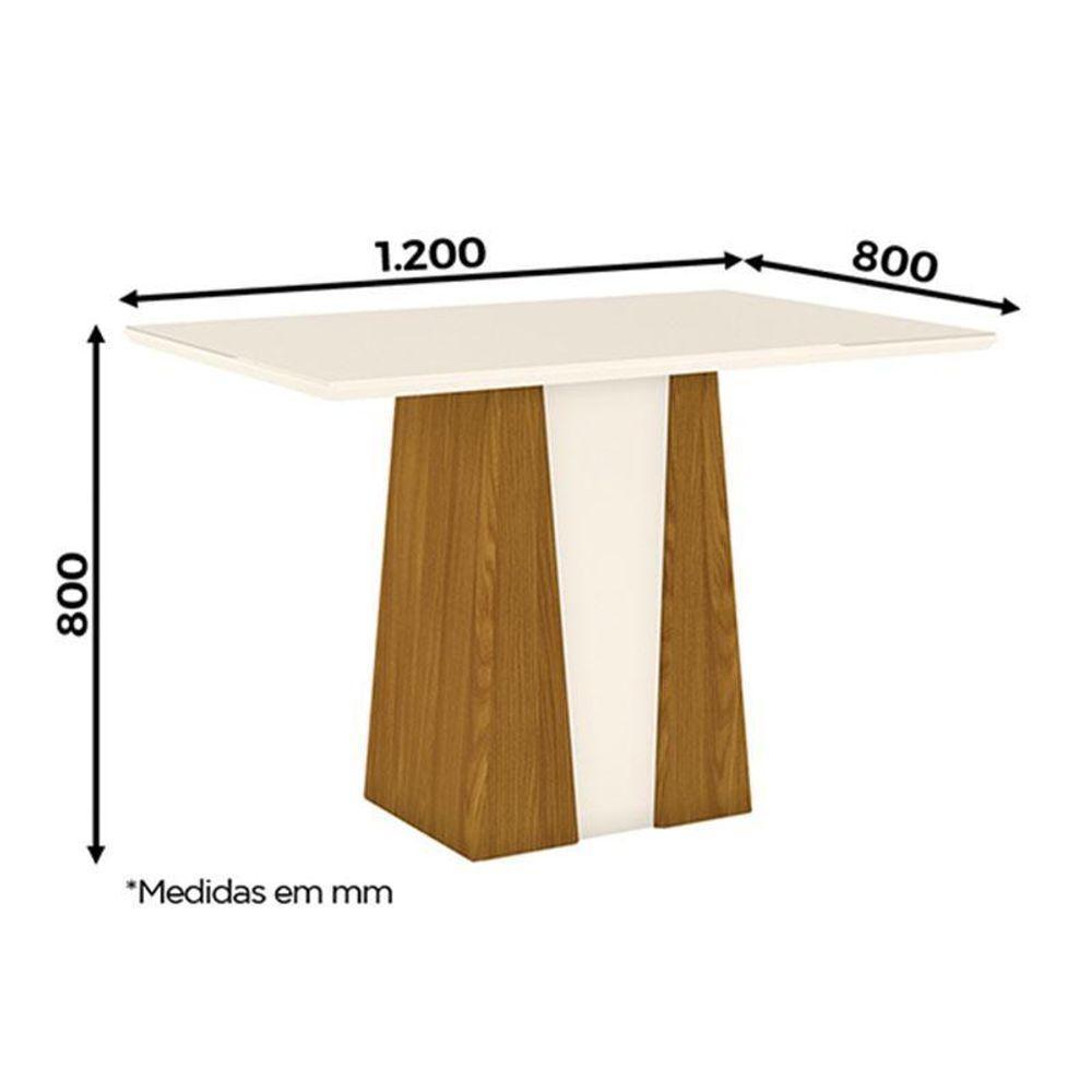 Mesa De Jantar Elisa 120 Cm Tampo Reto Nature Off White – Henn - 4
