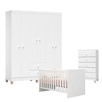Quarto De Bebê Ternura Baby 6 Portas Com Cômoda Gaveteiro Branco Brilho - Incorplac - 1