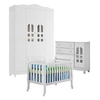 Quarto De Bebê New Selena 4 Portas Com Berço Lila E Cômoda Selena Branco Brilho – Carolina Móveis - 1