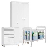 Quarto De Bebê 3 Portas Ternura Baby Com Berço Lila Branco Brilho - Incorplac - 1