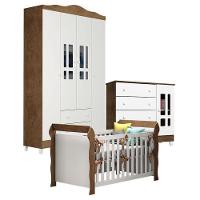 Quarto De Bebê Ariel 4 Portas E Berço Lara Branco Acetinado Amadeirado – Carolina - 1