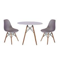 Kit Mesa Jantar Eiffel 120cm Branca com 2 Cadeiras Charles Eames Cinza - 1
