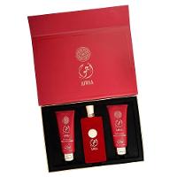Kit Perfume Ajwaa Vermelho Nusuk Edp Unissex 100ml + Shower Gel 100ml + Body Lotion 100ml