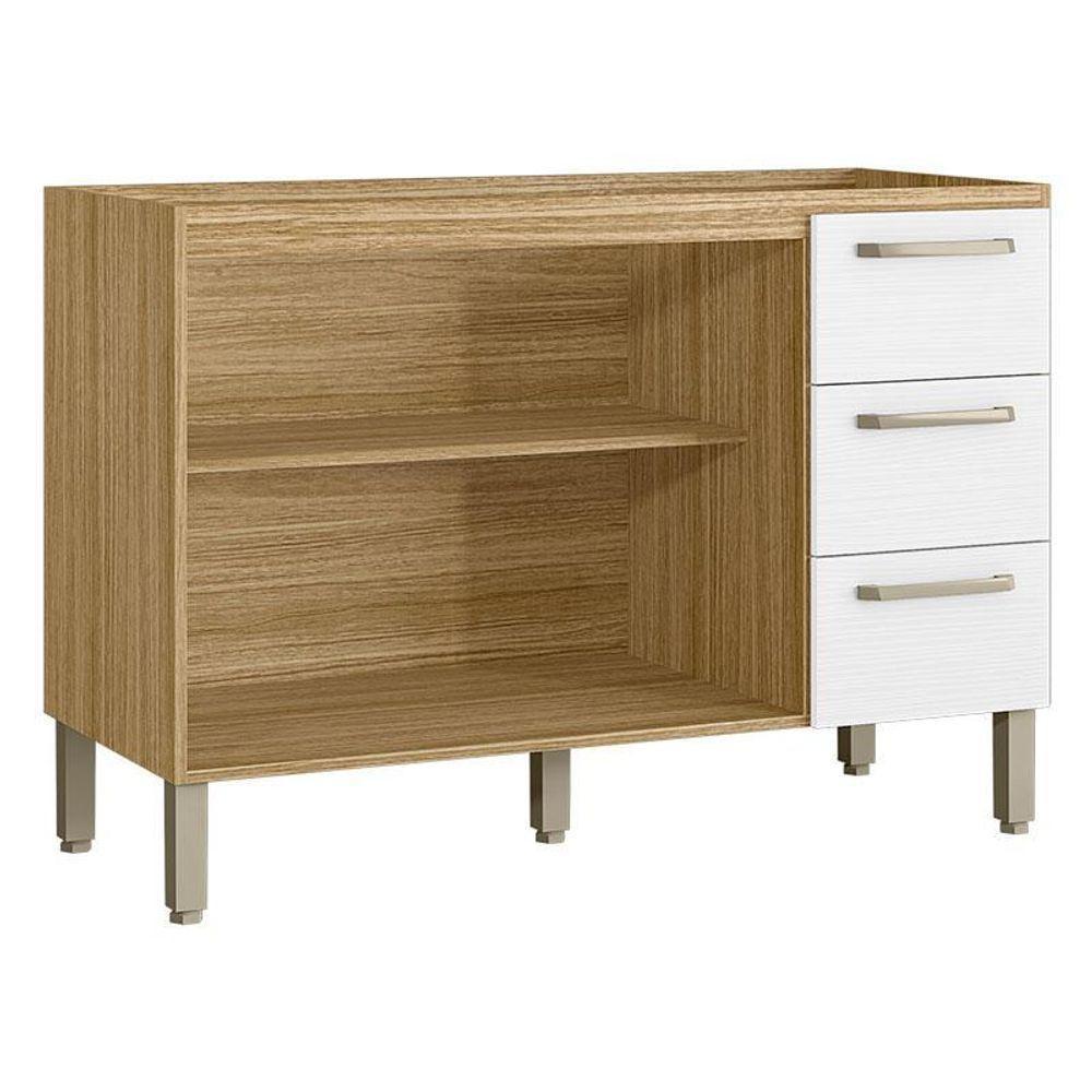 Balcão De Pia Ametista 2 Portas 3 Gavetas 120 Cm Freijó Supremo - Kits Paraná - 2