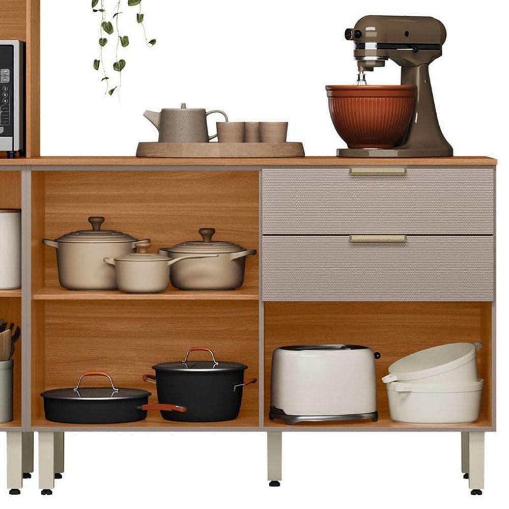 Balcão De Cozinha Alba 120cm Amêndola Nude Prime Tx Com Tampo - Demóbile - 4