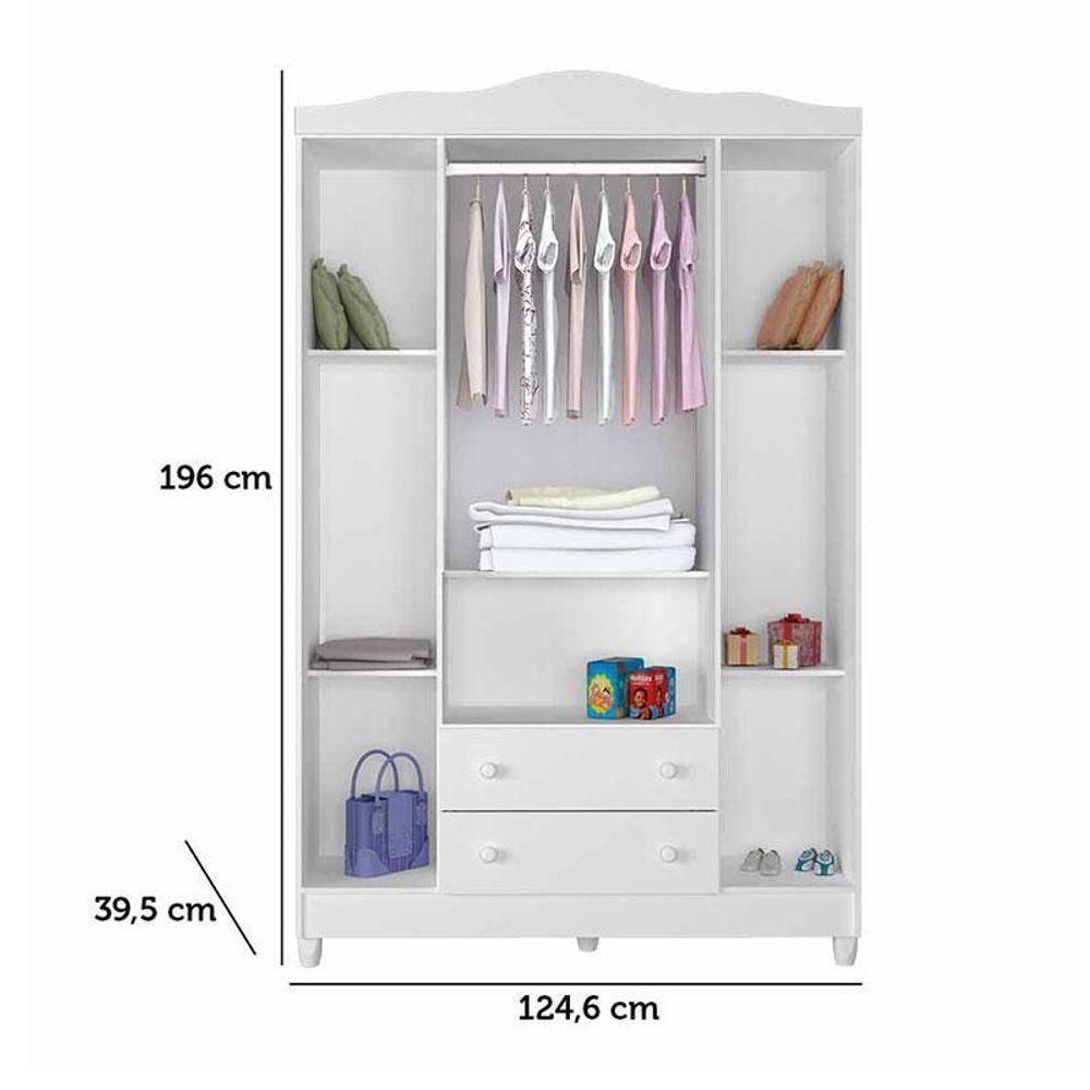 Berço Americano Mirelle E Guarda Roupa New Selena 4 Portas Branco Brilho – Carolina Móveis - 5