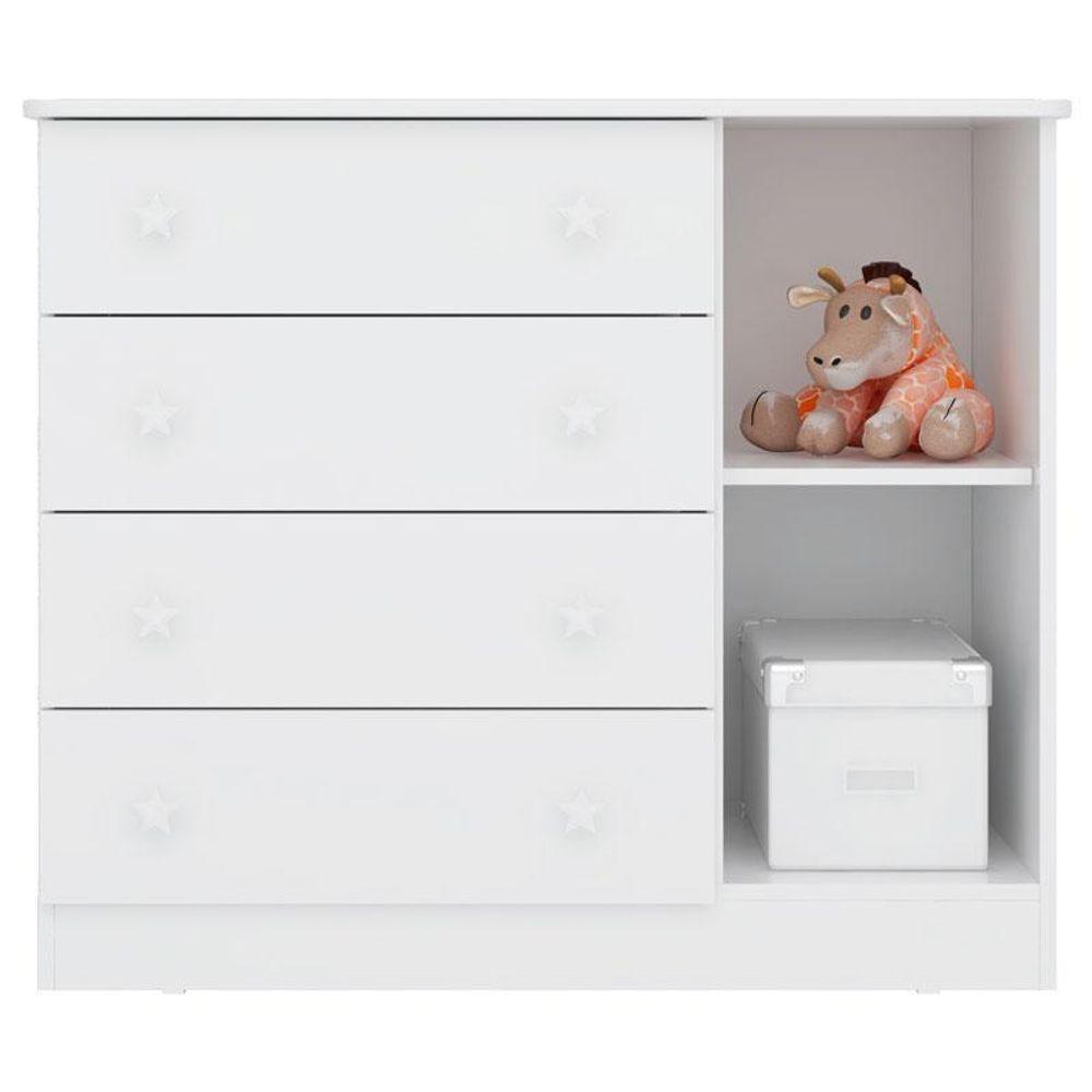 Berço Americano Doce Sonho 100 Com Rodízios E Cômoda 2561 Com Nicho Organizador 3 Gavetas Branco Brilho - Qmovi - 5