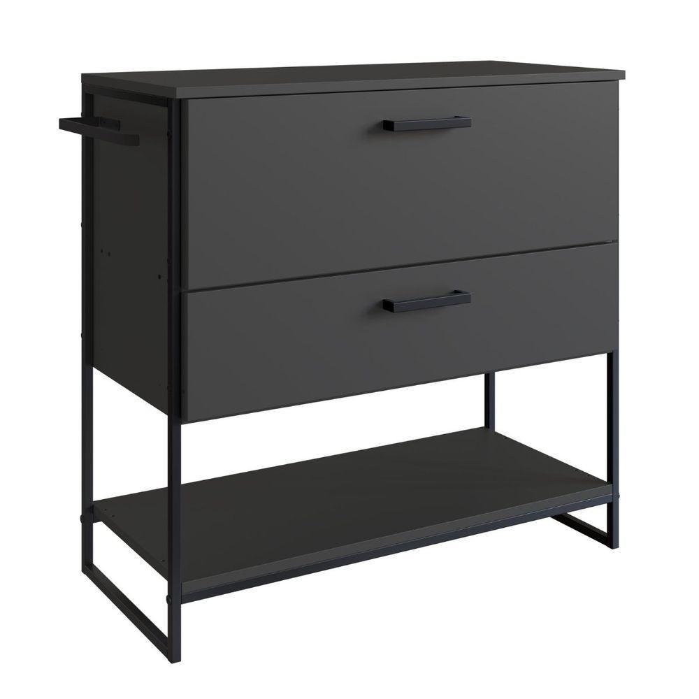 Gabinete Para Banheiro Industrial Com Gaveta E Porta Sem Cuba Grafite - 1