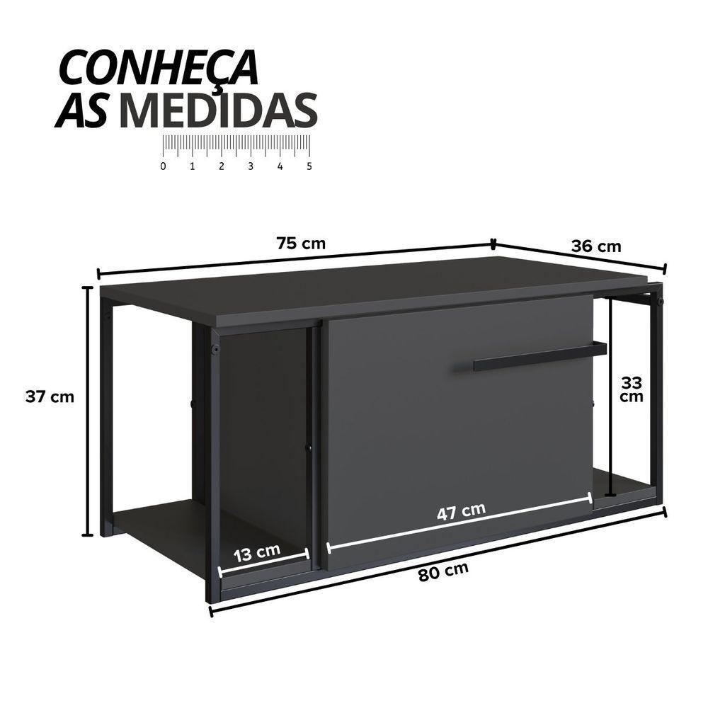 Gabinete Para Banheiro Suspenso Industrial Sem Cuba Grafite - 2
