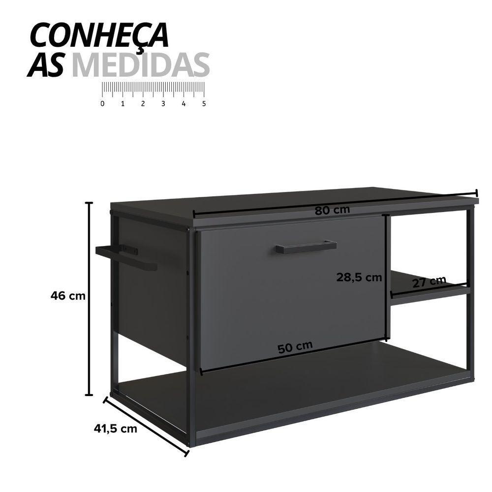 Gabinete Para Banheiro Industrial Suspenso Com Porta Basculante Grafite - 2