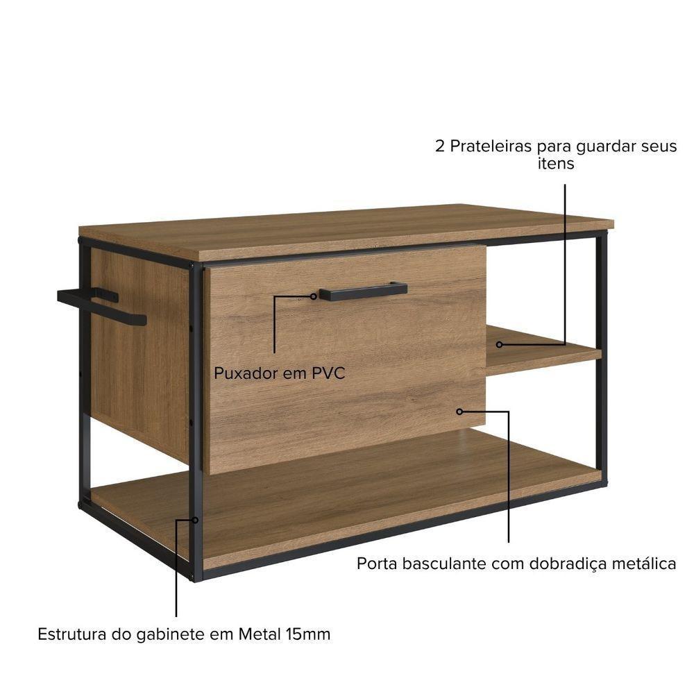 Gabinete Para Banheiro Industrial Suspenso Com Porta Basculante Mel - 3