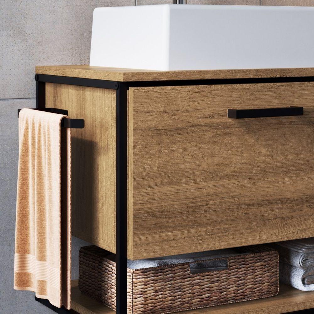 Gabinete Para Banheiro Industrial Suspenso Com Porta Basculante Mel - 7