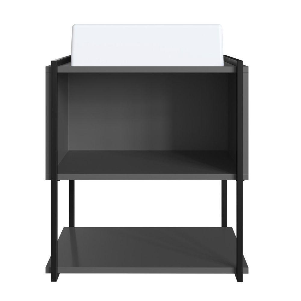 Gabinete Para Banheiro Suspenso Com Cuba E Porta Basculante Grafite - 4