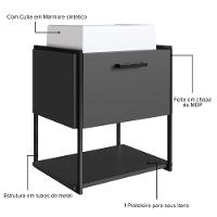 Gabinete Para Banheiro Suspenso Com Cuba E Porta Basculante Grafite - 2