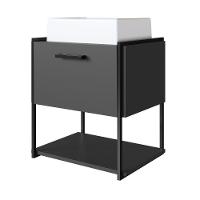 Gabinete Para Banheiro Suspenso Com Cuba E Porta Basculante Grafite - 5