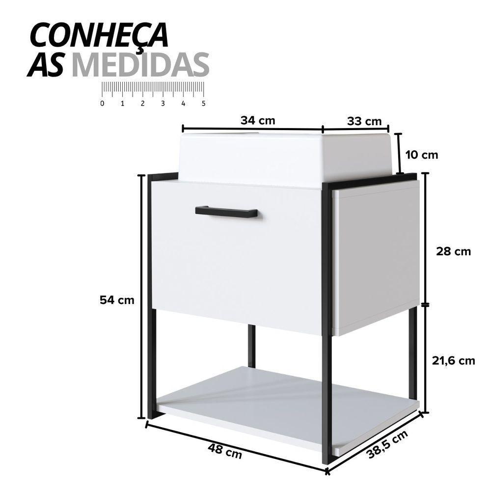 Gabinete Para Banheiro Suspenso Com Cuba E Porta Basculante Branco - 2