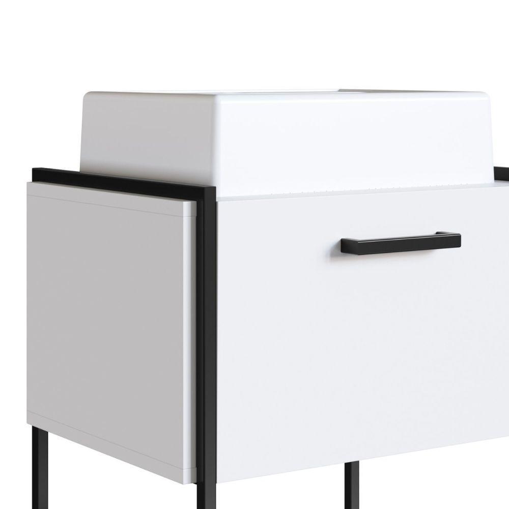 Gabinete Para Banheiro Suspenso Com Cuba E Porta Basculante Branco - 6