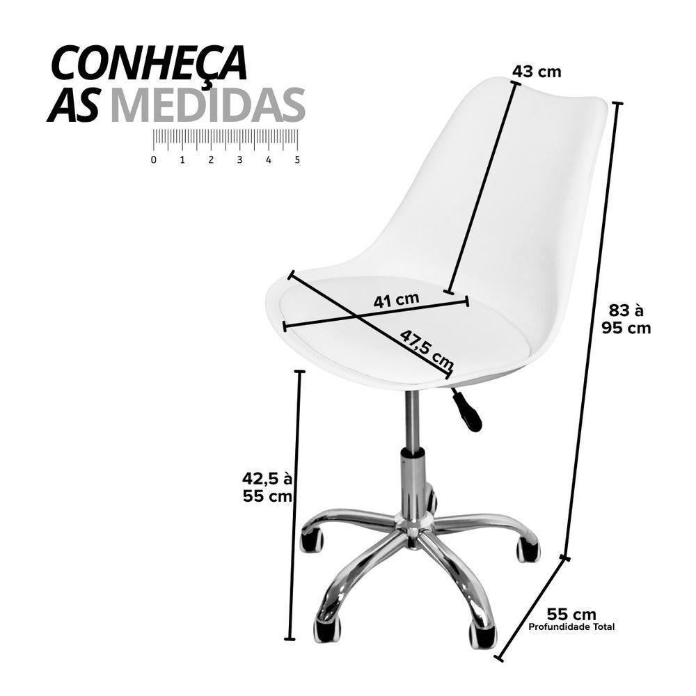 Cadeira Secretária Com Base Giratória Estofada ícaro Branco - 2