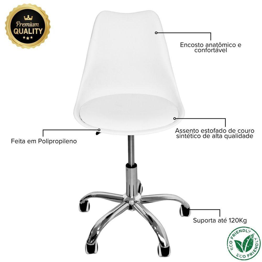Cadeira Secretária Com Base Giratória Estofada ícaro Branco - 3