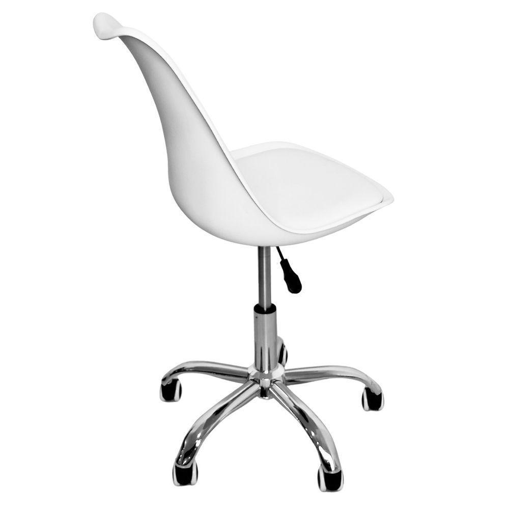 Cadeira Secretária Com Base Giratória Estofada ícaro Branco - 5