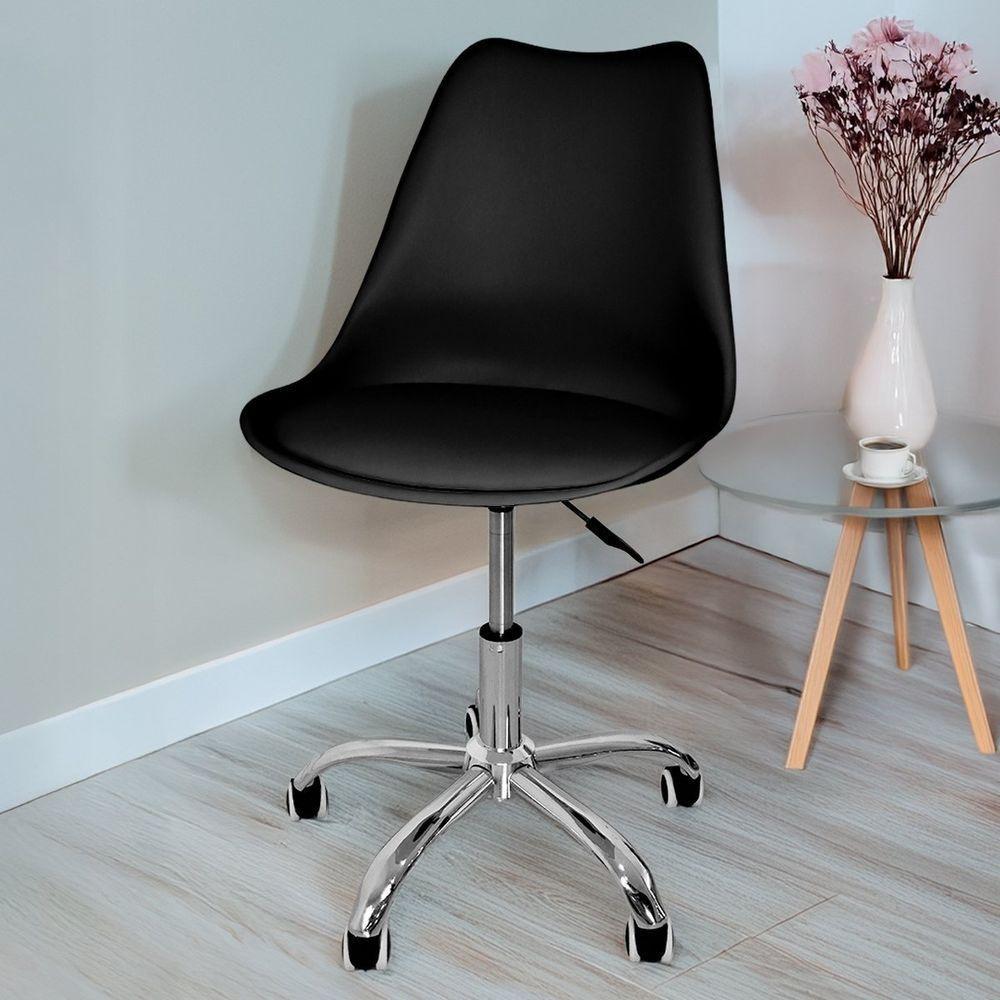 Cadeira Secretária Com Base Giratória Estofada ícaro Preto - 1