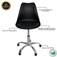 Cadeira Secretária Com Base Giratória Estofada ícaro Preto - 3