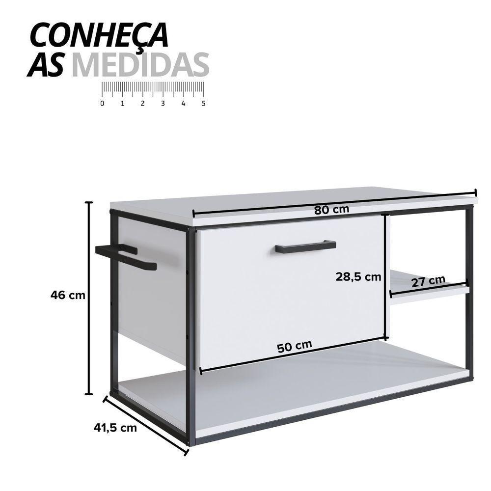 Gabinete Para Banheiro Industrial Suspenso Com Porta Basculante Branco - 2