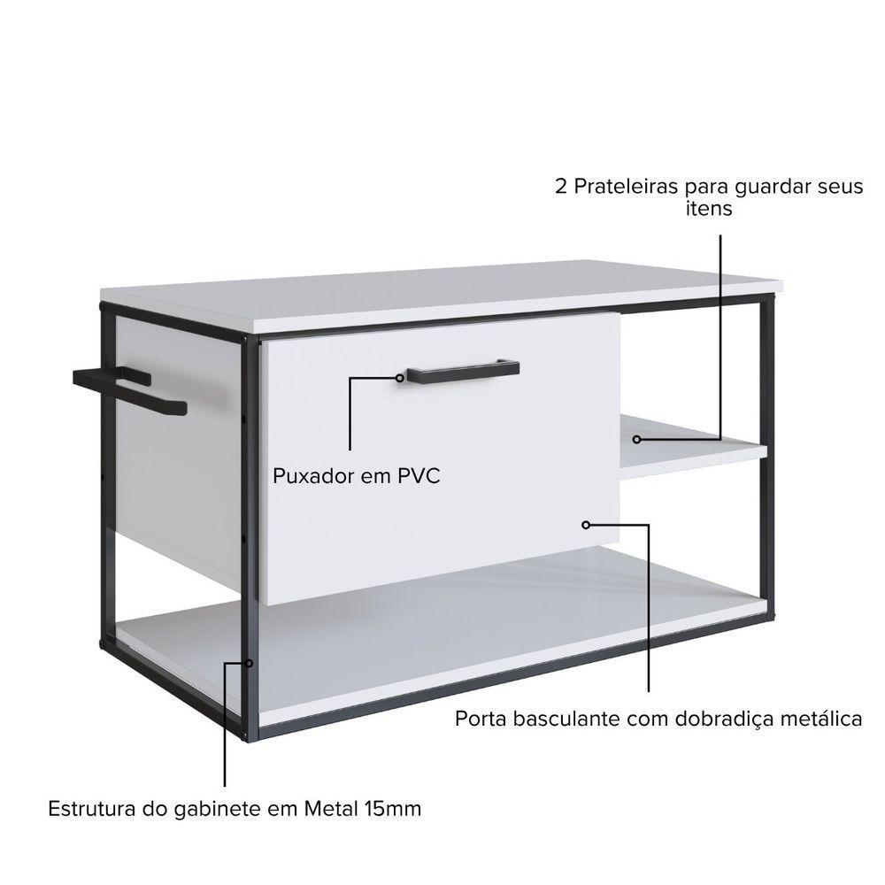 Gabinete Para Banheiro Industrial Suspenso Com Porta Basculante Branco - 3