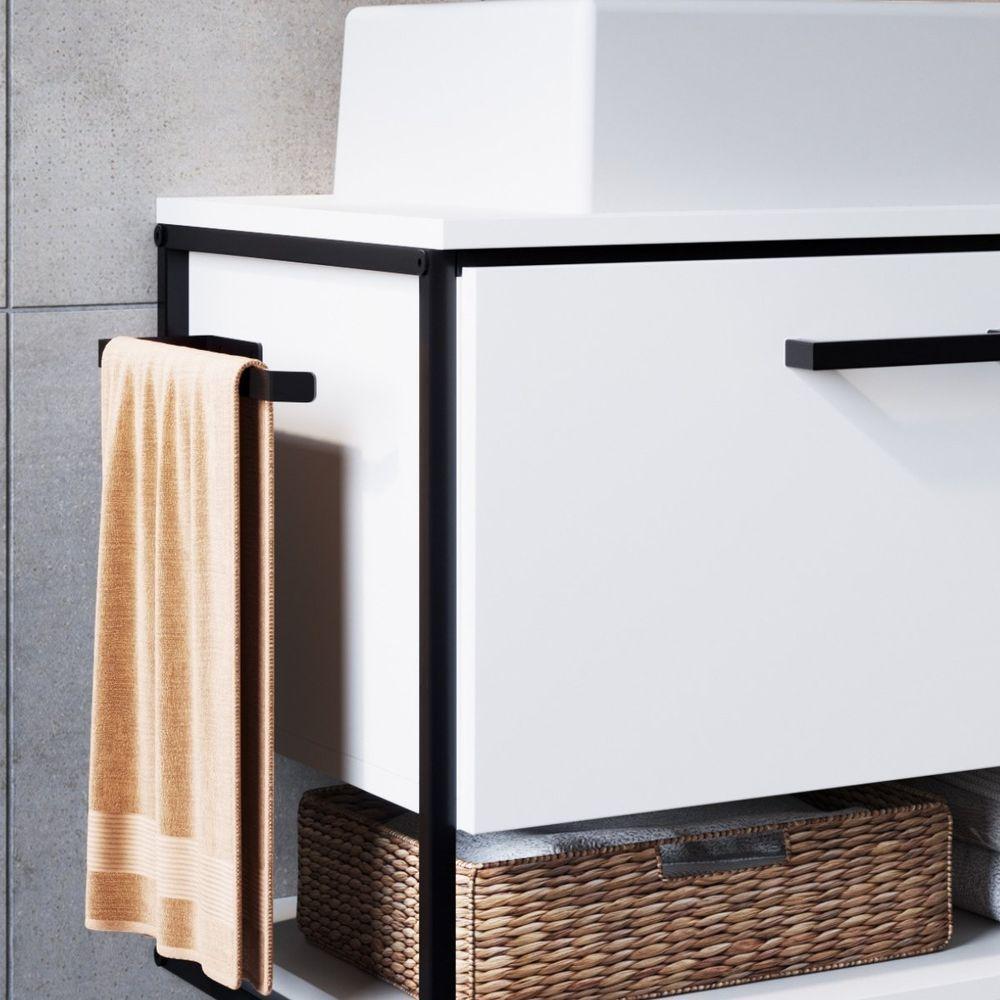 Gabinete Para Banheiro Industrial Suspenso Com Porta Basculante Branco - 7