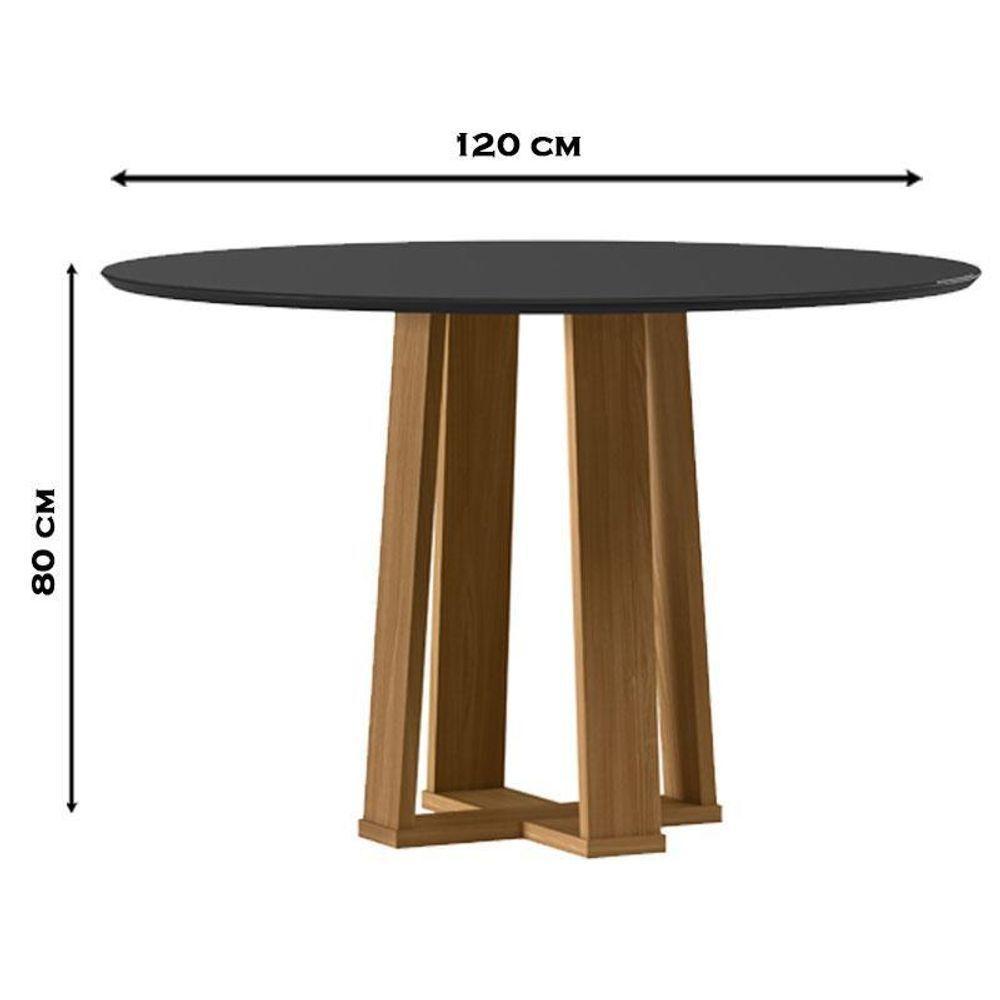Mesa De Jantar 120 Cm Isabela Com Vidro Ype Preto – New Ceval - 2