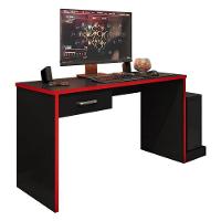 Mesa Para Computador Gamer Drx 9000 Preto Trama Vermelho - Móveis Leão - 1