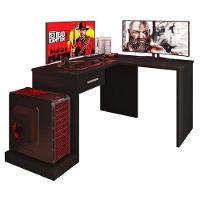 Mesa Para Computador Gamer Drx 9000 Com Extensora Preto Trama - Móveis Leão - 1