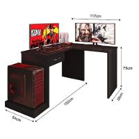 Mesa Para Computador Gamer Drx 9000 Com Extensora Preto Trama - Móveis Leão - 2