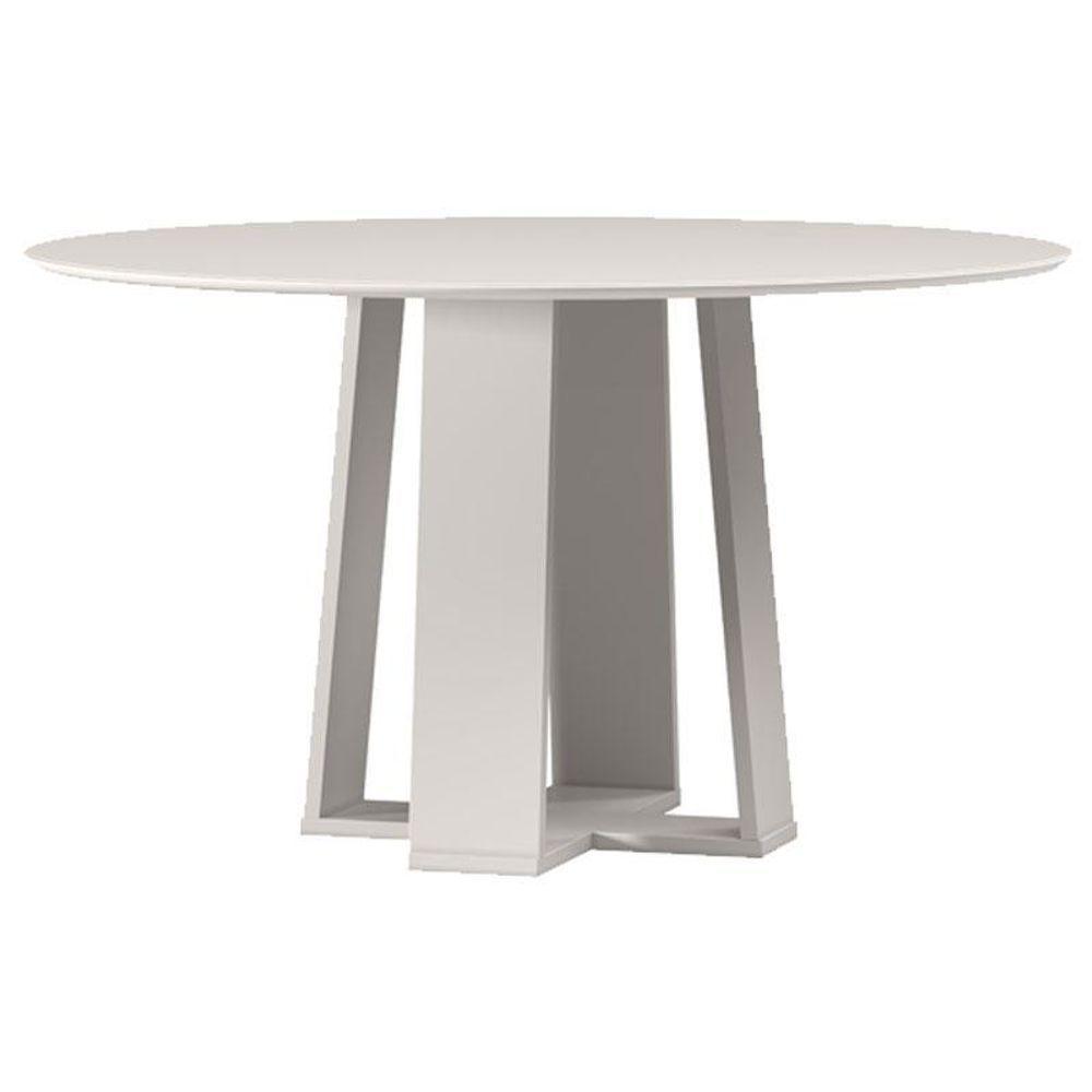 Mesa De Jantar Isabela 135x135 Cm Com Vidro Off White – New Ceval - 1