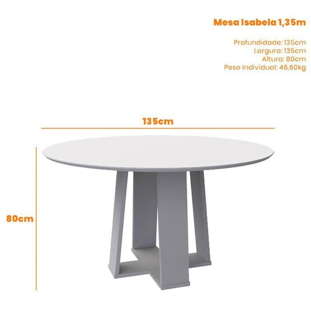 Mesa De Jantar Isabela 135x135 Cm Com Vidro Off White – New Ceval - 2