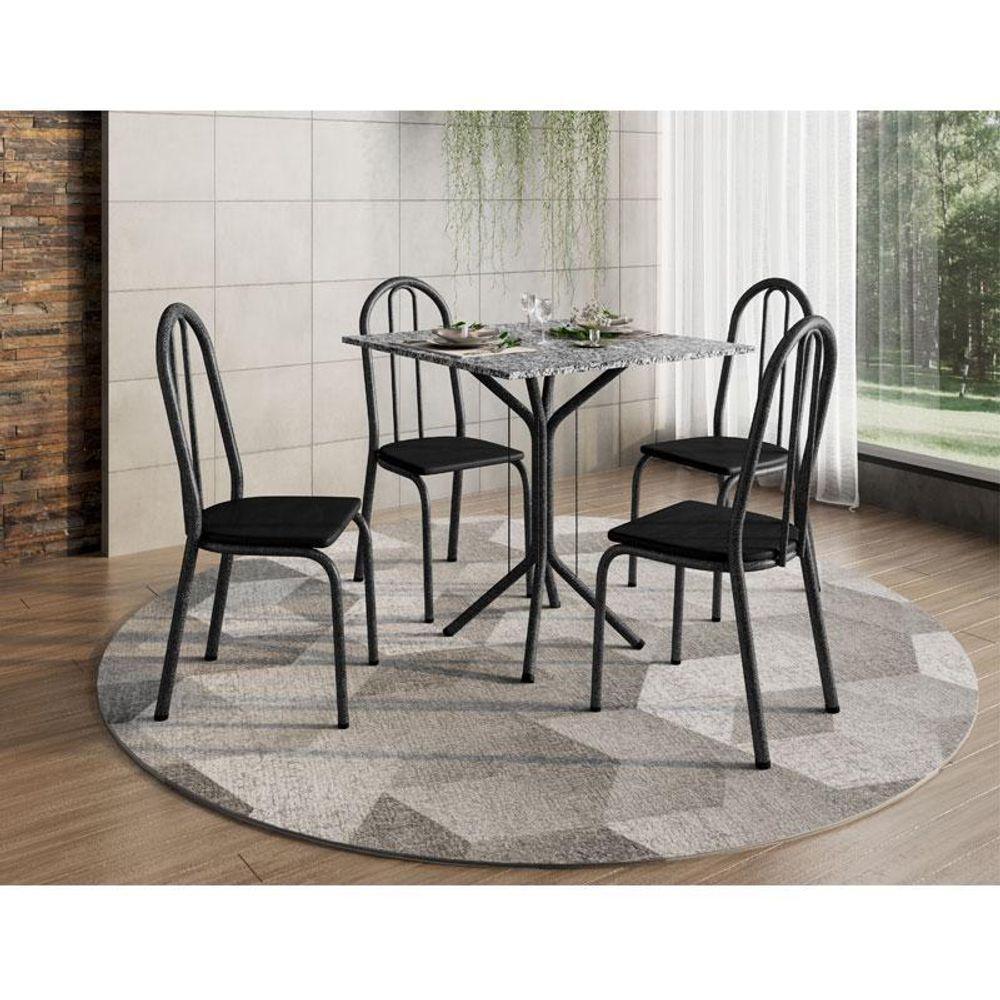 Mesa De Jantar Thais 70x70 Cm Com Granito Ocre Itabira Com 4 Cadeiras 050 Preto – Artefamol - 6