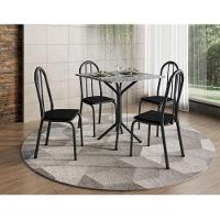 Mesa De Jantar Thais 70x70 Cm Com Granito Ocre Itabira Com 4 Cadeiras 050 Preto – Artefamol - 6