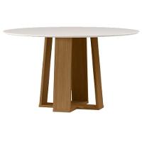 Mesa De Jantar Isabela 135x135 Cm Com Vidro Ype Off White – New Ceval - 1