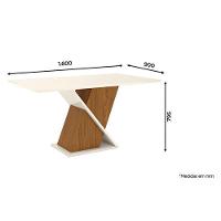 Mesa De Jantar Fiorella 160 Cm Tampo Reto Com Vidro Nature Off White – Henn - 2