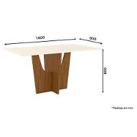 Mesa De Jantar Danielly 160 Cm Tampo Reto Nature Off White – Henn - 2