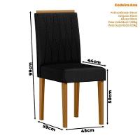 Mesa De Jantar Anitta 120x80 Cm Com Vidro Ype Preto E 4 Cadeiras Ana Veludo Preto – New Ceval - 3